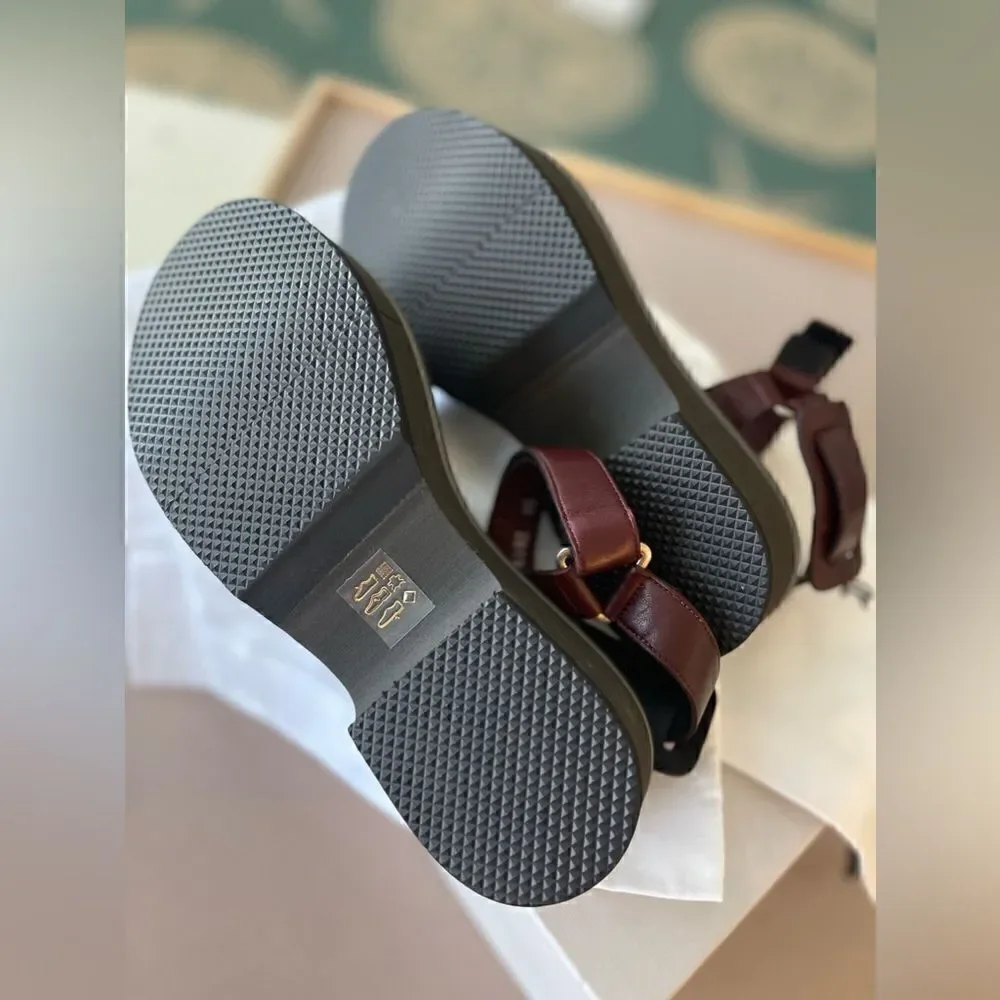 Clegerie Paris maroon and black mesh tech sandals. NIB SZ 7.5